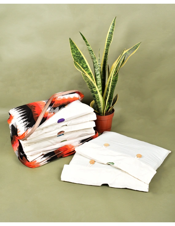 Saree storage bag in ikat cotton with set of ten saree sleeves : MSK01G-2