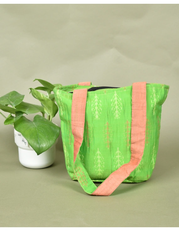 Green Silk Ikat purse bag with center zip : TBS01-TBS01