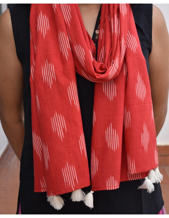 Red Ikat Stole or Ikkat Scarf For Women - WAS02B-1