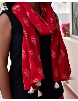 Red Ikat Stole or Ikkat Scarf For Women - WAS02B-2-sm