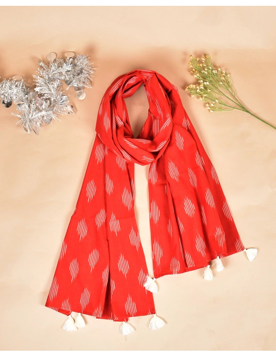 Red Ikat Stole or Ikkat Scarf For Women - WAS02B-4