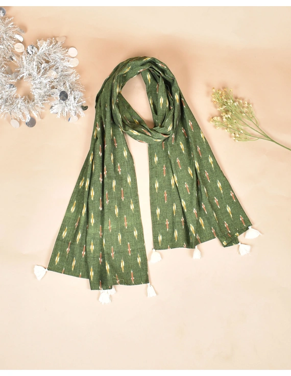 Green Ikat Stole or Ikkat Scarf For Women - WAS02A-WAS02A