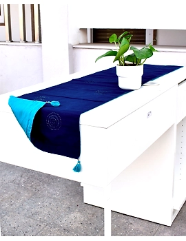 Indigo 'n' Blue Silk reversible festive table runner : HTR13-1-sm
