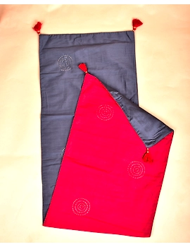 Red 'n' Grey Silk reversible festive table runner : HTR14-2-sm