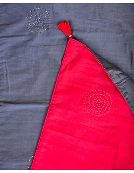 Red 'n' Grey Silk reversible festive table runner : HTR14-3-sm