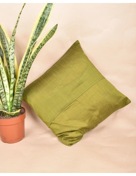 Green Silk Cushion Cover With Round Embroidery : HCC49-1-sm