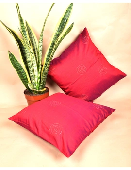 Red Silk Cushion Cover With Round Embroidery : HCC50-2-sm