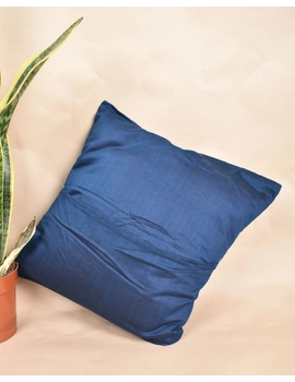 Blue Silk Cushion Cover With Round Embroidery : HCC53-1-sm