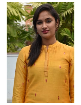 Yellow chanderi silk kurta with hand embroidery : LK480A-XXL-3-sm