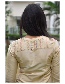 Beige silk embroidered tunic - LT150A-L-6-sm