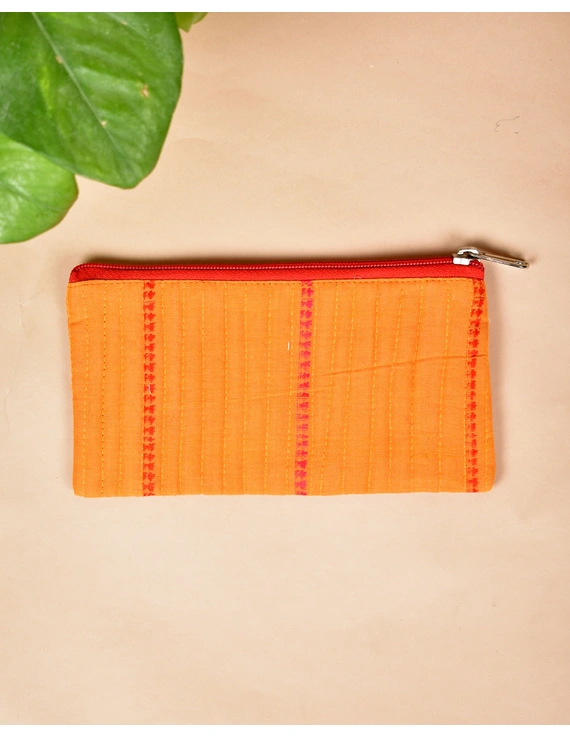 Yellow Pencil pouch with hand embroidery - PPH02A-2