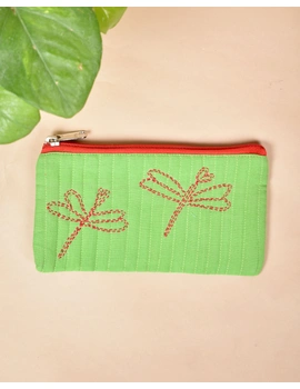 Green Pencil pouch with hand embroidery - PPH02B-1-sm