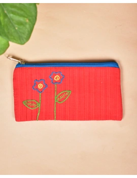Red Pencil pouch with hand embroidery - PPH02C-1-sm