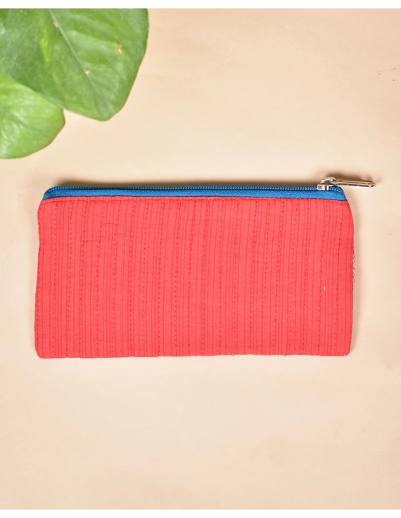 Red Pencil pouch with hand embroidery - PPH02C-2