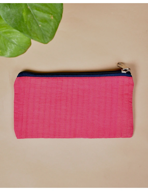 Pink Pencil pouch with hand embroidery - PPH02D-2
