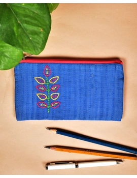 Blue Pencil pouch with hand embroidery - PPH02E-PPH02E-sm
