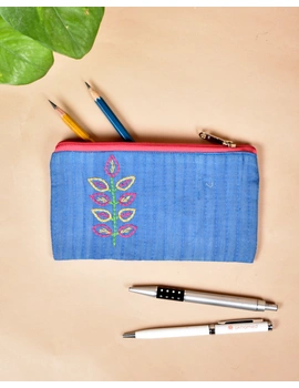 Blue Pencil pouch with hand embroidery - PPH02E-3-sm