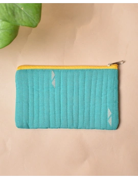 Blue Pencil pouch with hand embroidery Yellow Zip - PPH02H-3-sm