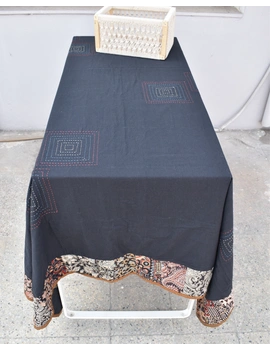 Six - eight seater patchwork table cloth with Black and rust border: TBCR01G-2-sm