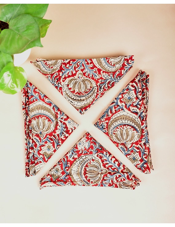 Blue cotton embroidered table Napkins : HTN07A-Four-1