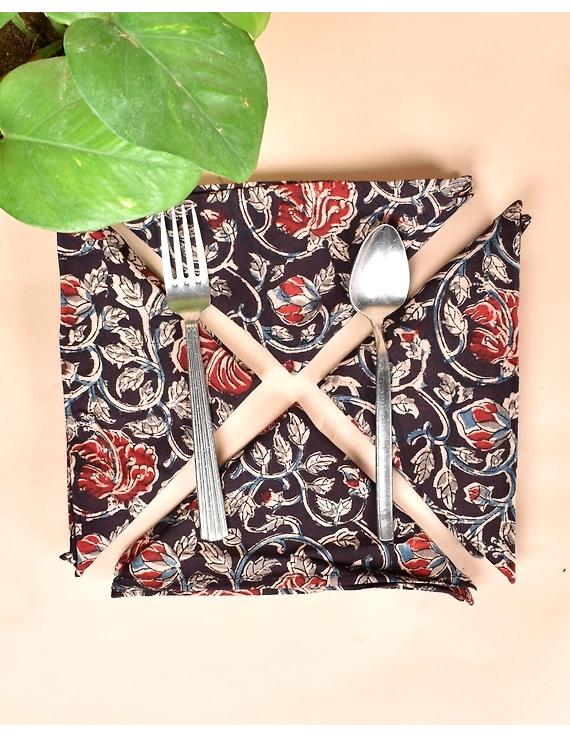 Black cotton embroidered table Napkins : HTN07F-HTN07F06