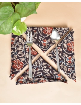Black cotton embroidered table Napkins : HTN07F-Six-1-sm