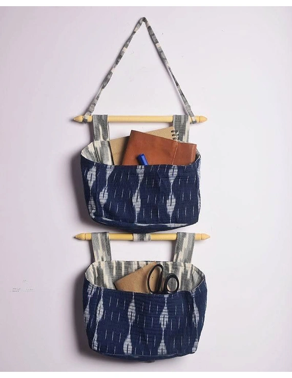 Wall stationary organiser in blue ikat: STF02A-STF02A