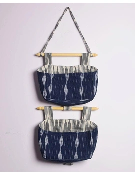 Wall stationary organiser in blue ikat: STF02A-1-sm