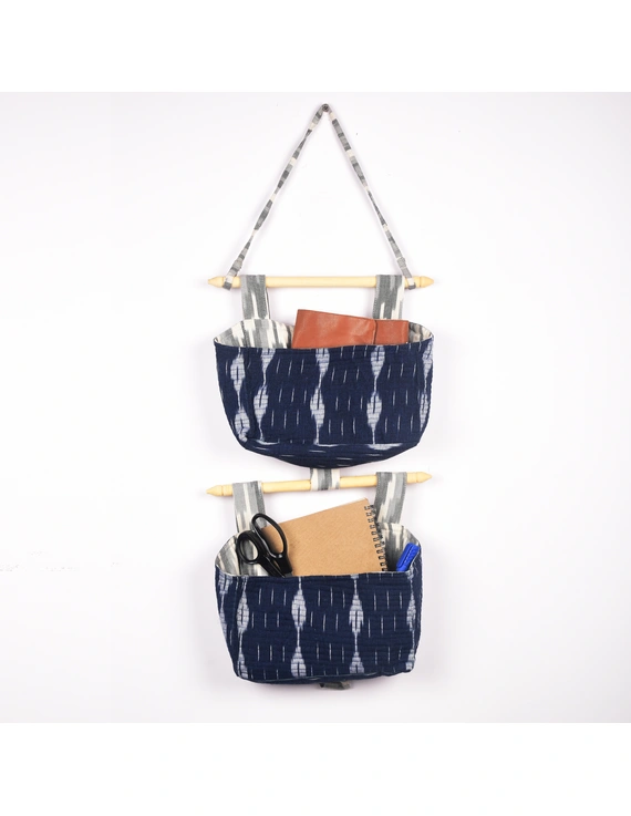 Wall stationary organiser in blue ikat: STF02A-2