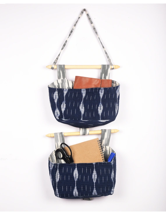 Wall stationary organiser in blue ikat: STF02A-3