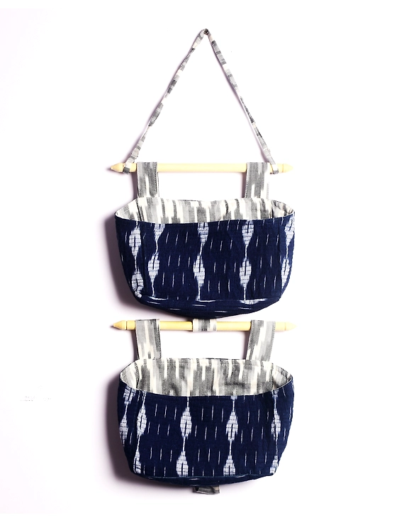 Wall stationary organiser in blue ikat: STF02A-5