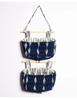 Wall stationary organiser in blue ikat: STF02A-5-sm