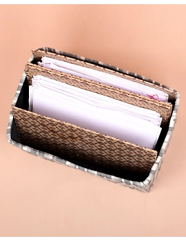 Foldable stationary basket in grey ikat: STF01A-2-sm