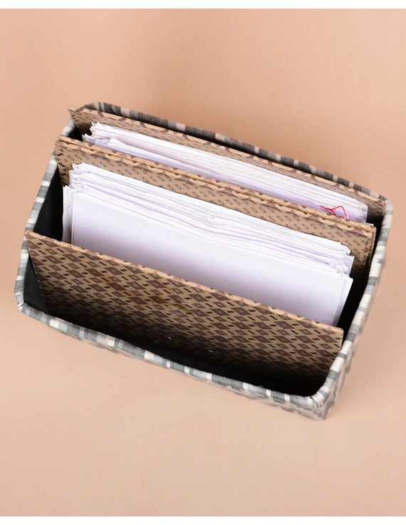 Foldable stationary basket in grey ikat: STF01A-2