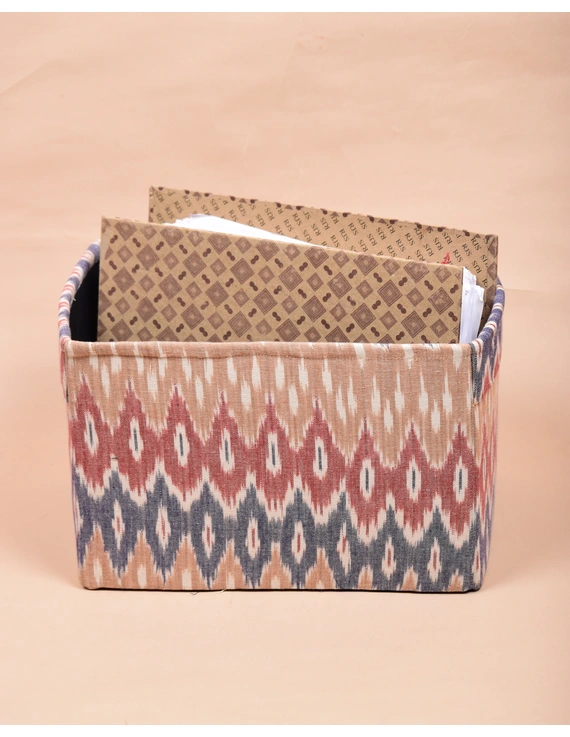 Foldable stationary basket in pink ikat: STF01B-2