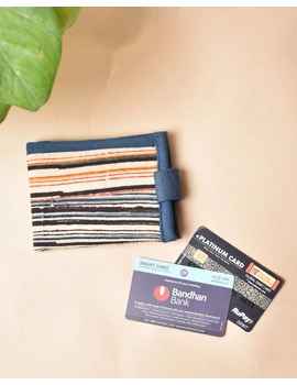 Narrow unisex wallet -  Blue kalamkari stripes : WLN01C-4-sm