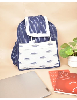 Blue and white ikat backpack laptop bag : LBB01B-LBB01B-sm