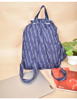 Blue and white ikat backpack laptop bag : LBB01B-1-sm