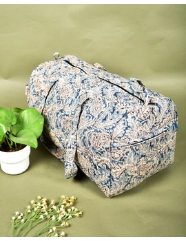 Overnight duffel bag in blue kalamkari : VBS01A-3-sm