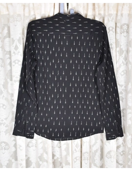 Black ikat Mandarin Collar Full Sleeve Shirt: GT410A-S-1-sm