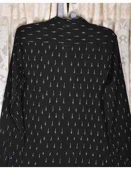 Black ikat Mandarin Collar Full Sleeve Shirt: GT410A-S-3-sm