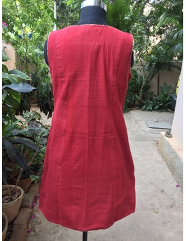 CLASSIC SHORT DRESS IN RED KHADI COTTON : LD460A-S-LD460A-L-sm