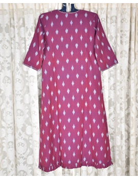 Purple ikat jacket dress with matching handloom inner dress: LD560A-L-1-sm