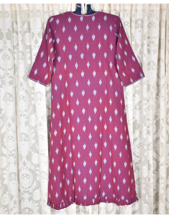 Purple ikat jacket dress with matching handloom inner dress: LD560A-L-1