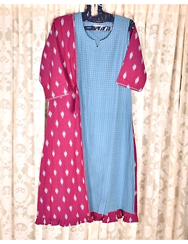 Purple ikat jacket dress with matching handloom inner dress: LD560A-L-3-sm