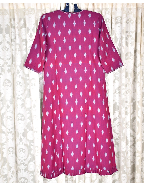 Purple ikat jacket dress with matching handloom inner dress: LD560A-M-1