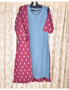 Purple ikat jacket dress with matching handloom inner dress: LD560A-M-3-sm