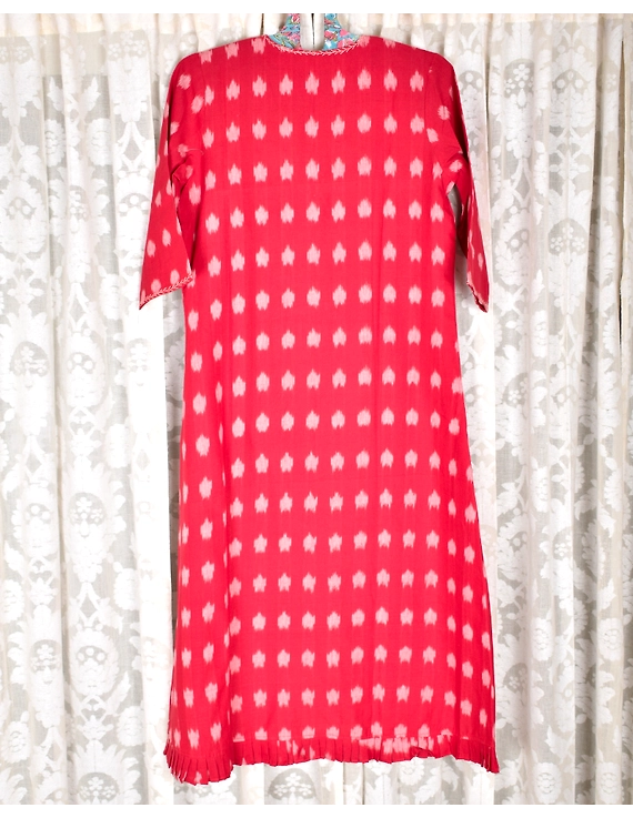 Red ikat jacket dress with matching handloom inner dress: LD560B-M-3