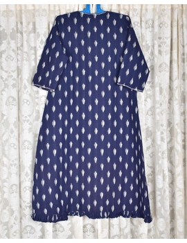 Blue ikat jacket dress with matching handloom inner dress: LD560C-L-3-sm