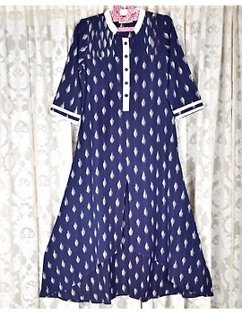 Blue ikat long kurti with matching pants : LD570D-LD570D-S-sm